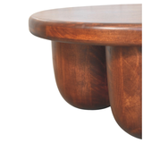 Artisan Furniture Clara Sculpted Solid Mango Wood Coffee Table with Pillar Legs – Winewood Oak, Brown