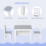 HOMCOM 4-Piece Kids Wooden Table, Chair and Storage Bench Set – Play and Study Furniture for 3+ Years