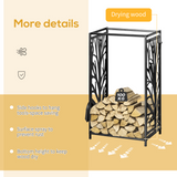 HOMCOM Heavy Duty Firewood Log Rack with 4 Fireplace Tools – Indoor and Outdoor Wood Stacker Storage