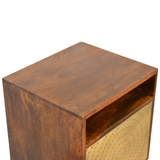 Artisan Furniture Zen 1 Door Bedside Table with Brass Cut-Out Door Front – Art Deco Style, Brown