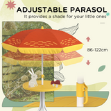Outsunny Kids Bistro Table and Chair Set with Lion Theme, Adjustable Parasol – Outdoor Play Set