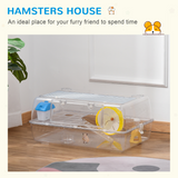 PawHut Portable 2-Storey Hamster Cage with Running Wheel, Drinker & Feeding Bowl – Small Animal Habitat