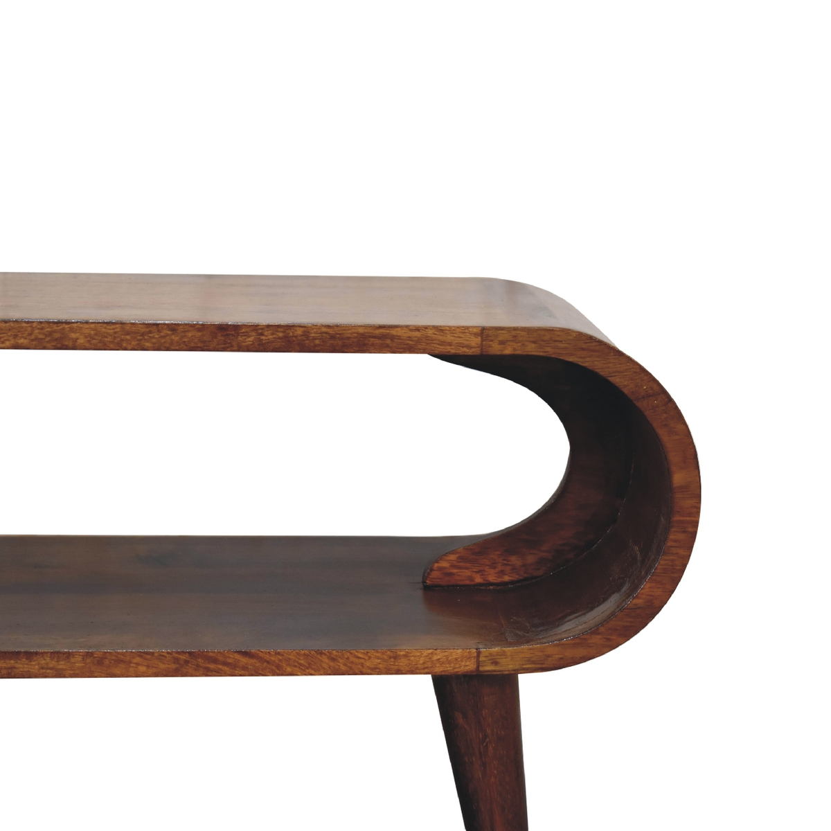 Artisan Furniture Solid Wood Amaya Nordic Style Coffee Table with Open Slot – Rounded Edges, Dark Brown