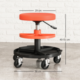 HOMCOM Rolling Mechanic Stool with Height Adjustment & Tool Trays, 135kg Capacity – Garage Workshop Seat, Yellow