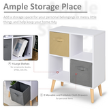70 x 56cm Freestanding 4 Cube Storage Unit Bookcase with 2 Fabric Drawers – Home Organiser with Hardwood Legs