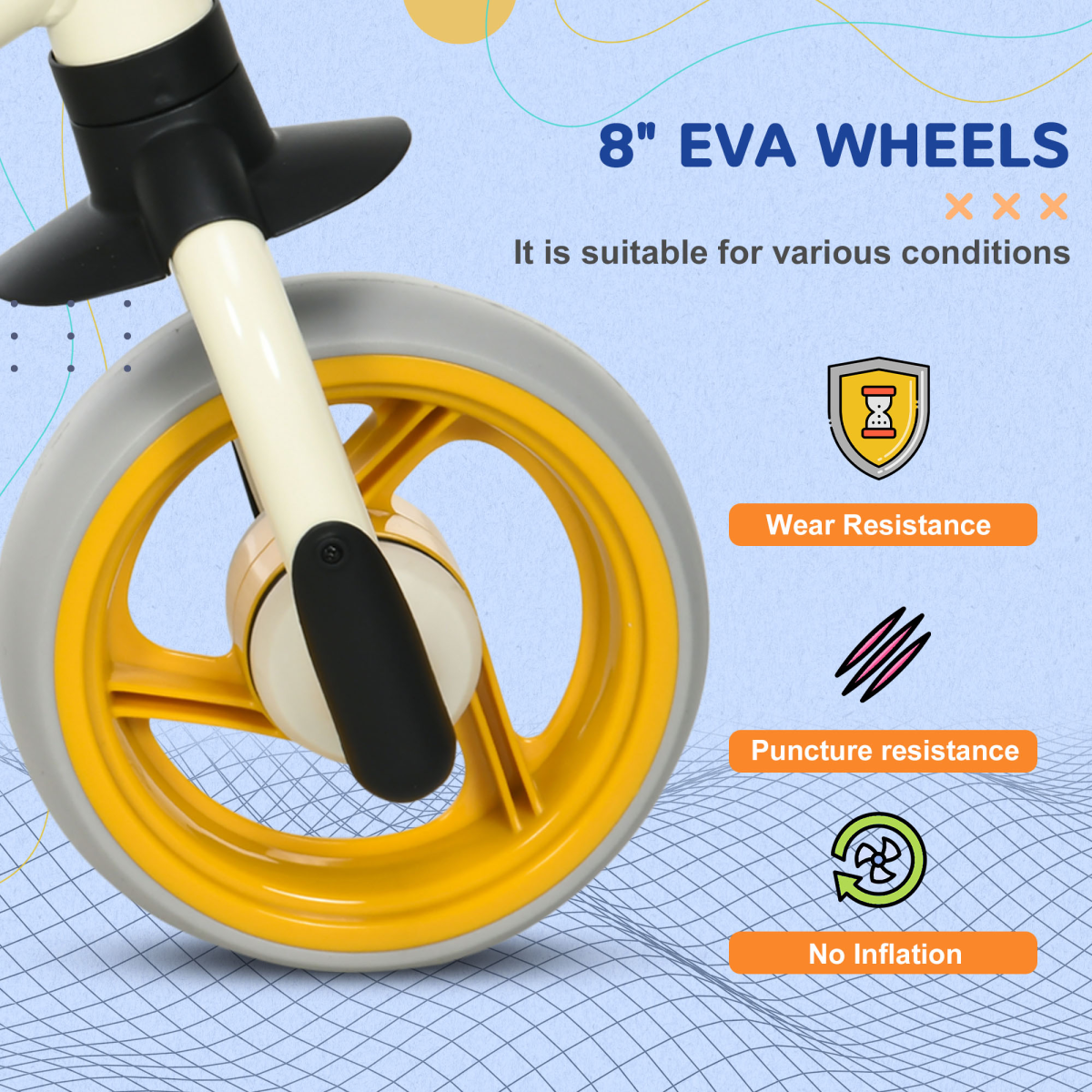 AIYAPLAY 8" Baby Balance Bike with Adjustable Seat & Puncture-Free EVA Wheels – Toddler Ride-On, Orange