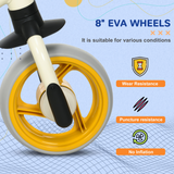 AIYAPLAY 8" Baby Balance Bike with Adjustable Seat & Puncture-Free EVA Wheels – Toddler Ride-On, Orange