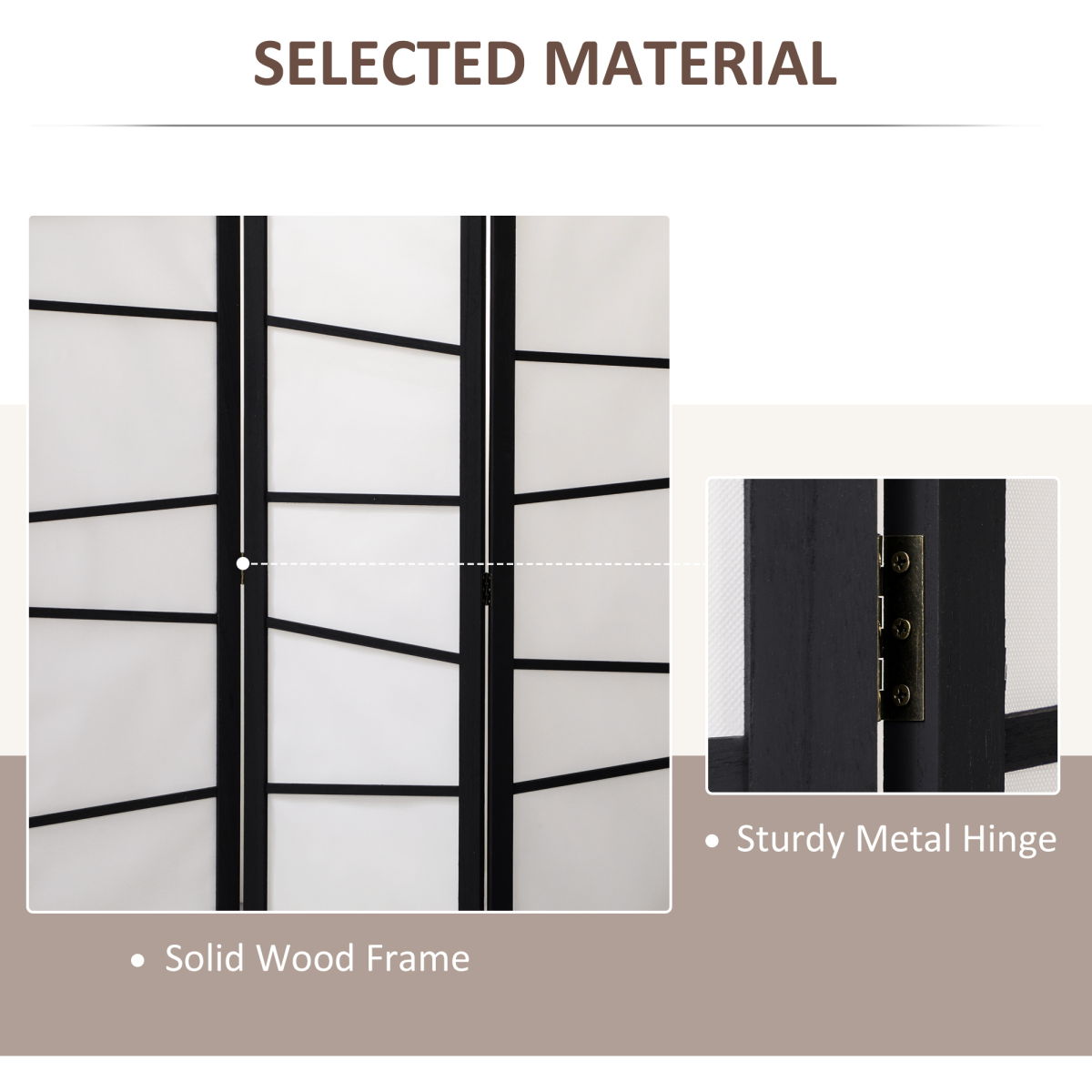 HOMCOM 3 Panel Folding Room Divider Privacy Screen with Paulownia Wood Frame – Space Divider