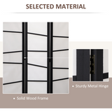 HOMCOM 3 Panel Folding Room Divider Privacy Screen with Paulownia Wood Frame – Space Divider