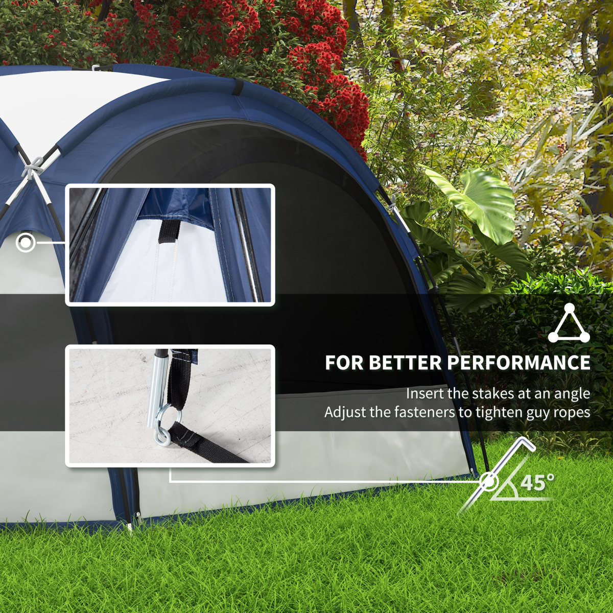 Outsunny 6–8 Person Dome Camping Tent with Zipped Mesh Doors, Lamp Hook & Carry Bag – Family Tent
