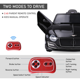 HOMCOM Bentley-Style Electric Ride-On Car with LED Lights, MP3 Player & Parental Remote Control – Kids Car, Black