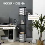 Modern 2-Light Floor Lamp with Display Shelves – Living Room & Bedroom Lighting and Storage