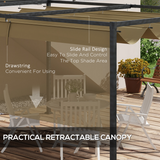 Outsunny 3x2m Metal Pergola Gazebo with Retractable Canopy – Patio Sun Shelter, Khaki