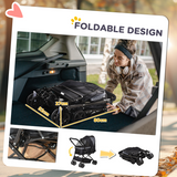 PawHut Foldable Pet Stroller with Reversible Handle, Canopy & 4 Wheels – Dog Travel Carriage, Black