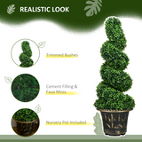 HOMCOM Set of 2 Artificial Spiral Boxwood Topiary Trees, 90cm Tall in Pots – Realistic Doorway Greenery