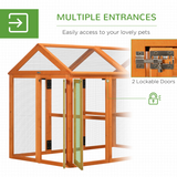 PawHut Wooden Chicken Run with Multiple Doors & Combinable Design – Spacious Coop for 3–6 Chickens, Orange