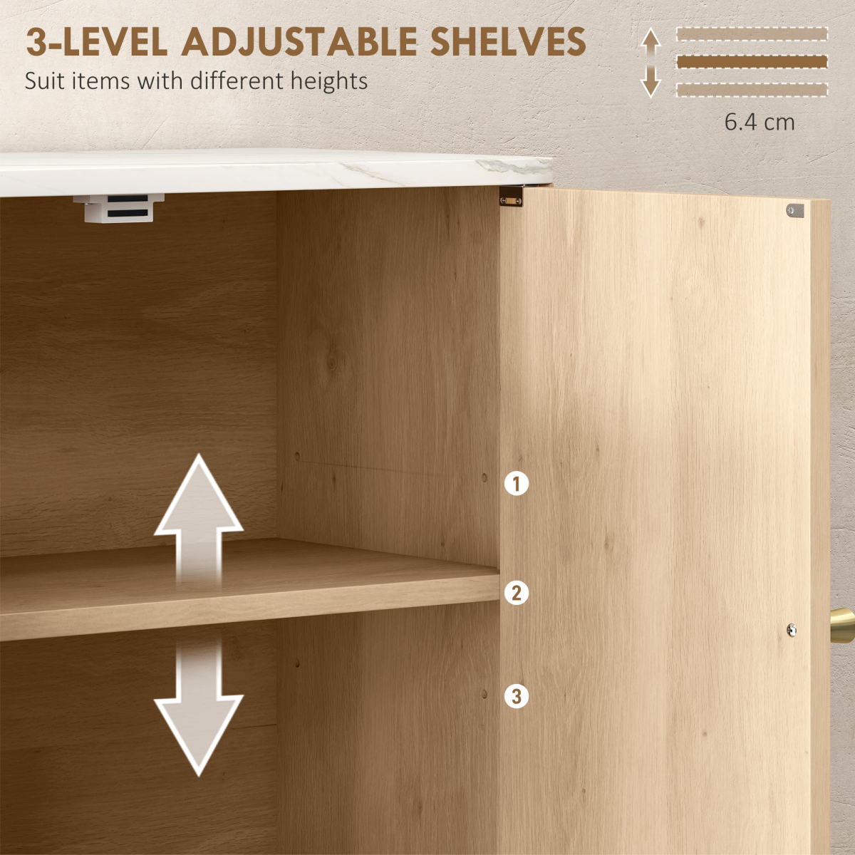 HOMCOM Bathroom Wall Cabinet with Adjustable Shelf and Open Shelf – Wall-Mounted Storage, Oak