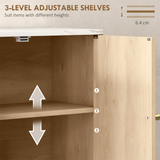 HOMCOM Bathroom Wall Cabinet with Adjustable Shelf and Open Shelf – Wall-Mounted Storage, Oak