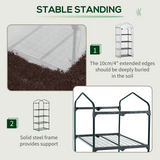 4-Tier Mini Greenhouse with Zipped Roll-up Door – Steel Frame Plant Grow House, 70 x 50 x 160cm, Dark Green & White