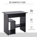 HOMCOM Compact Computer Desk with Slide-Out Keyboard Tray and 2 Shelves – Home Office Table, Black