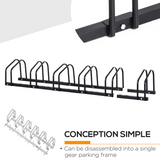 HOMCOM 6 Bike Parking Rack, Galvanised Steel Floor or Wall Mount Stand – Detachable Bicycle Storage, Black