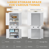 HOMCOM Colonial Freestanding Kitchen Pantry Cabinet with Adjustable Shelves – White