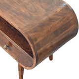 Artisan Furniture California Walnut Circular TV Stand – Solid Mango Wood, 2 Drawers & Open Slot, Brown