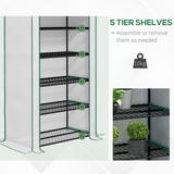 Outsunny 5-Tier Widened Mini Greenhouse with Roll-Up Zipped Door & UV-Resistant Cover – Plant Storage, White