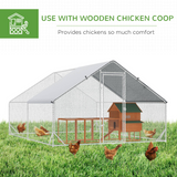 PawHut Walk-In Chicken Run with Galvanised Frame & Cover, 3 x 4 x 2m – Large Chicken Coop for 8–12 Chickens