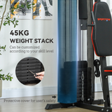 SPORTNOW Compact Multi Gym with 45kg Weight Stack, High Pulley, Chest Station & Leg Press – Home Gym Machine, Black