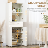4-Door Freestanding Kitchen Cupboard with Adjustable Shelves & Drawers – Push-Open Pantry Storage, White