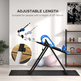 HOMCOM Adjustable Gravity Inversion Table with Safety Belt – Foldable Steel Frame Back Stretcher for Home, Blue