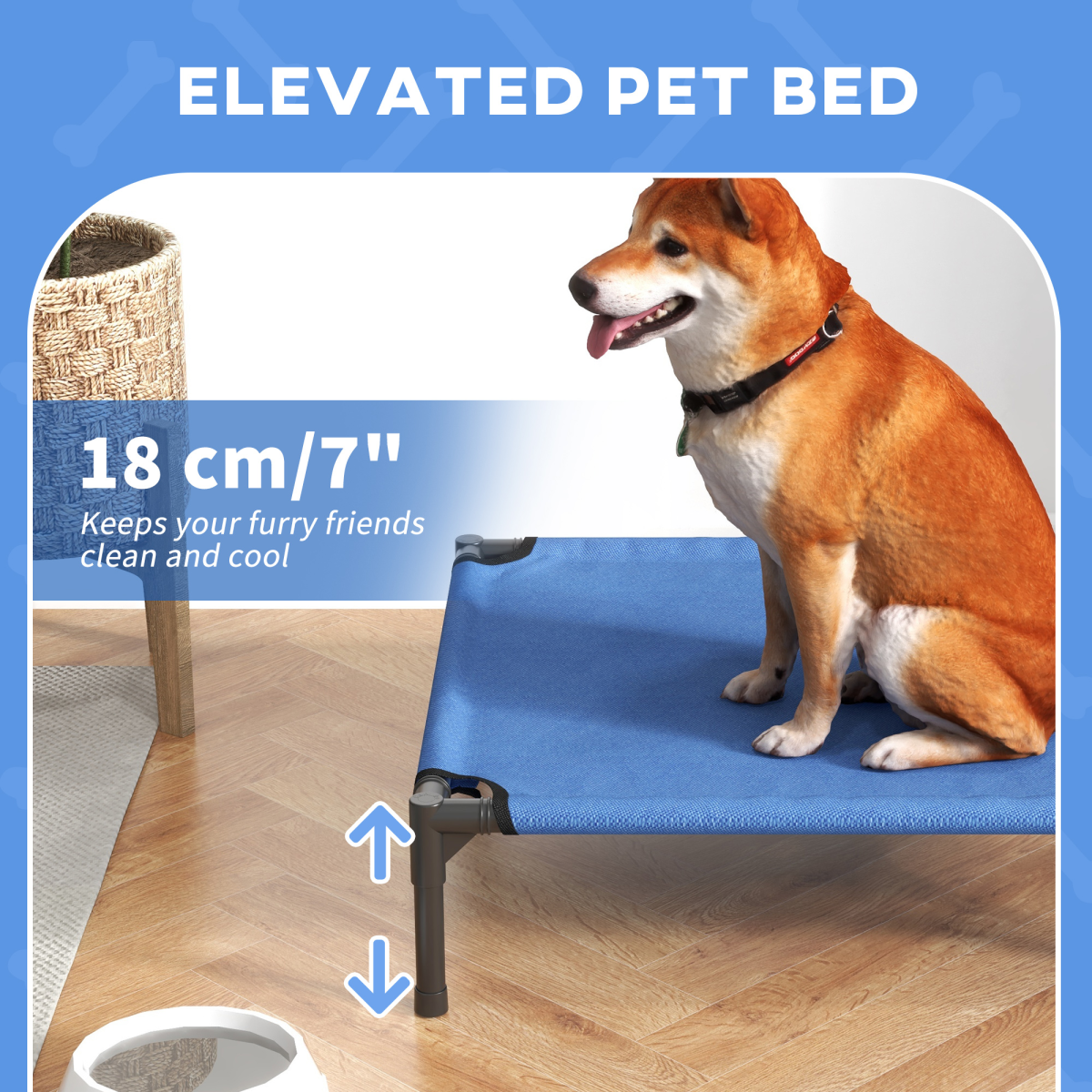Pawhut Elevated Pet Bed with Powder Coated Metal Frame – Foldable Cooling Cot for Dogs and Cats