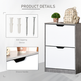 HOMCOM 2-Drawer Shoe Cabinet with Groove Handles – Slim Hallway Storage for 8 Pairs
