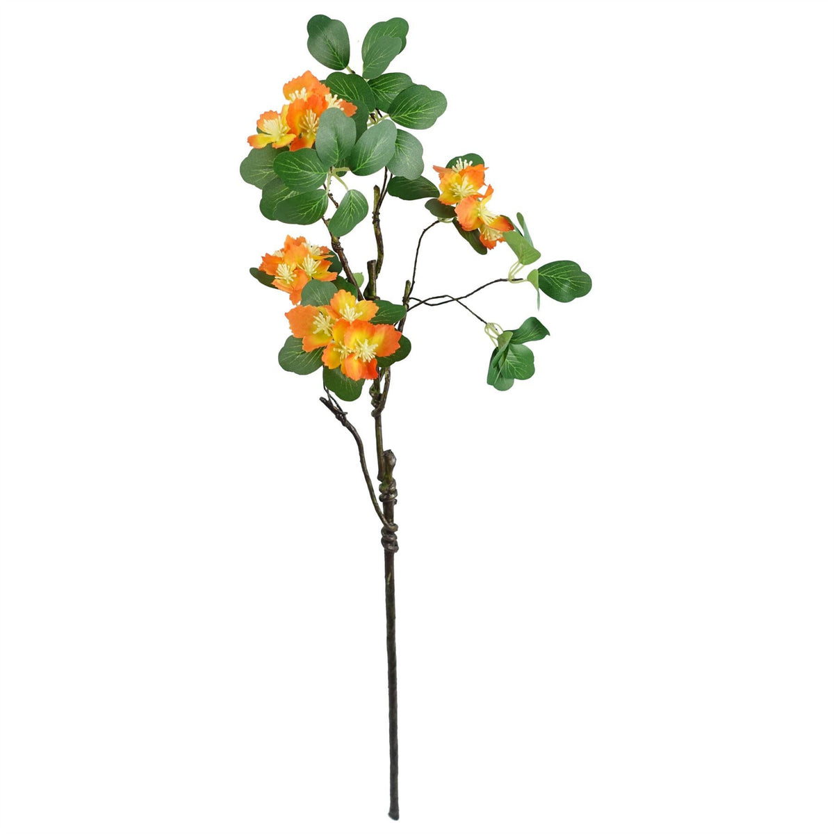 Artificial Orange Flower Foliage Spray Stems, Pack of 6 – 60cm Wired Silk Flowers