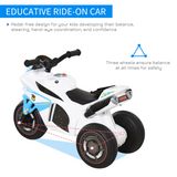 HOMCOM Kids 3-Wheel Ride-On Police Bike with Music and Lights – Toddler Ride-On Toy, 18–36 Months