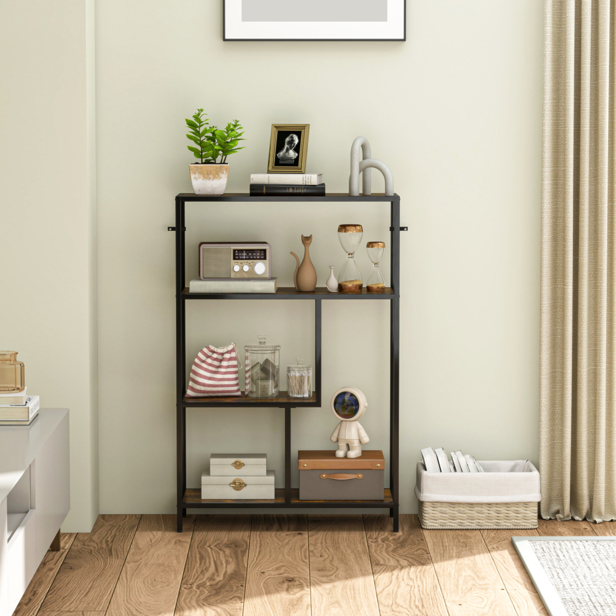 4-Tier Open Bookcase & Display Shelf – Versatile Plant Stand & Room Divider