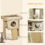 Pawhut Cat Tree Tower with Jute Scratching Pad, Toy Ball & Cat House – Multi-Level Climbing Centre, Coffee
