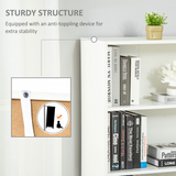 White 2-Door Bookcase Storage Cabinet with Open Shelves – Display Unit for Books and Ornaments
