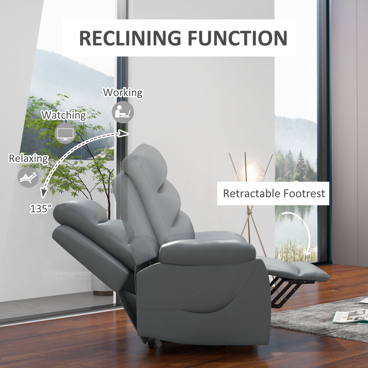 HOMCOM Power Lift Recliner Armchair with Electric Recline & Handset – Riser Chair, Grey