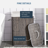 HOMCOM Bamboo Laundry Basket with Flip Lid and Removable Lining – Foldable Hamper, Grey