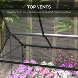 Outsunny Raised Garden Bed with Polycarbonate Greenhouse Cover & Two Flip-Up Vents – Steel & Fir Wood, Grey