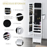 Freestanding LED Mirror Jewellery Armoire with Drawer & Hairdryer Holder – Full Length Mirror