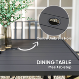 Outsunny Outdoor Dining Set with 4 Stackable Cushioned Armchairs & Metal Table, 50mm Umbrella Hole – Black/Beige