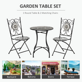 Outsunny 3-Piece Mosaic Tile Bistro Set with Folding Chairs – Compact Garden Patio Table and Chairs
