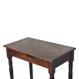 Artisan Furniture Solid Wood California Walnut Writing Desk with 1 Drawer – Vintage French Style, Dark Brown
