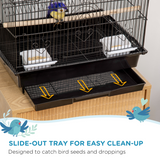 PawHut Metal Bird Cage with Plastic Perch, Food Container and Carry Handle, 50.5 x 40 x 63cm – Black