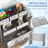 ZONEKIZ Kids Storage Unit with 6 Boxes – Toy Storage Organiser for Ages 3-8, Grey