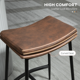 HOMCOM Upholstered Curved Seat Breakfast Bar Stools with Footrest – Set of 2, Brown