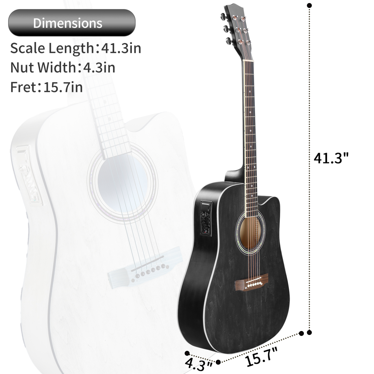41" Cutaway Acoustic Guitar Kit with 10W Amplifier, Gig Bag, Tuner & Accessories – Beginner Guitar Set, Black